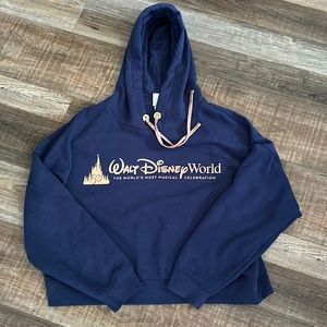 Walt Disney World Blue Cropped Hoodie Sweatshirt, size medium